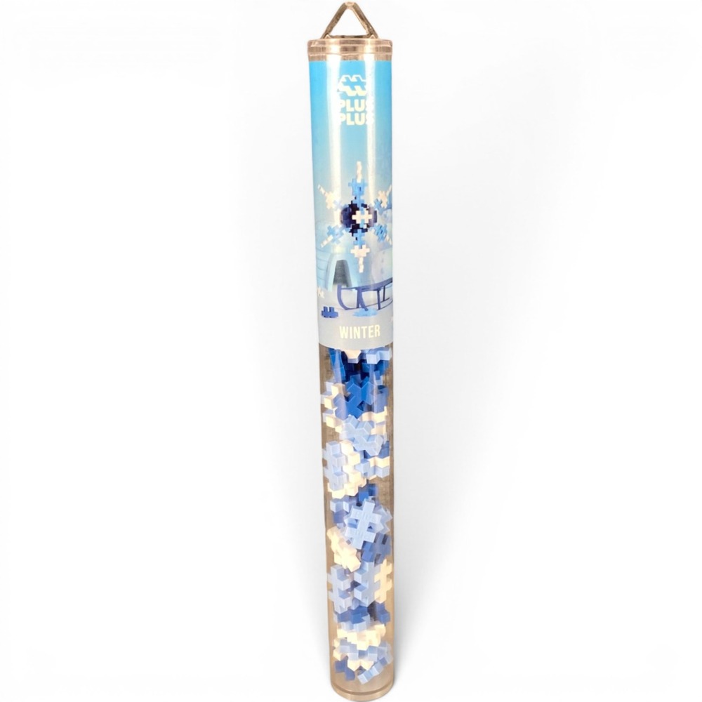 Plus-Plus Winter 70 Piece Building Set Blue White Snowflake Tube 04116 Denmark